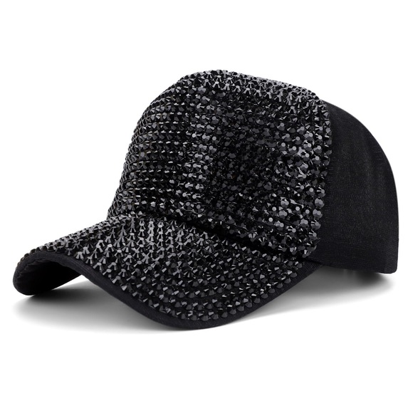 Black Rhinestone Decor Baseball Cap - Picture 14 of 16